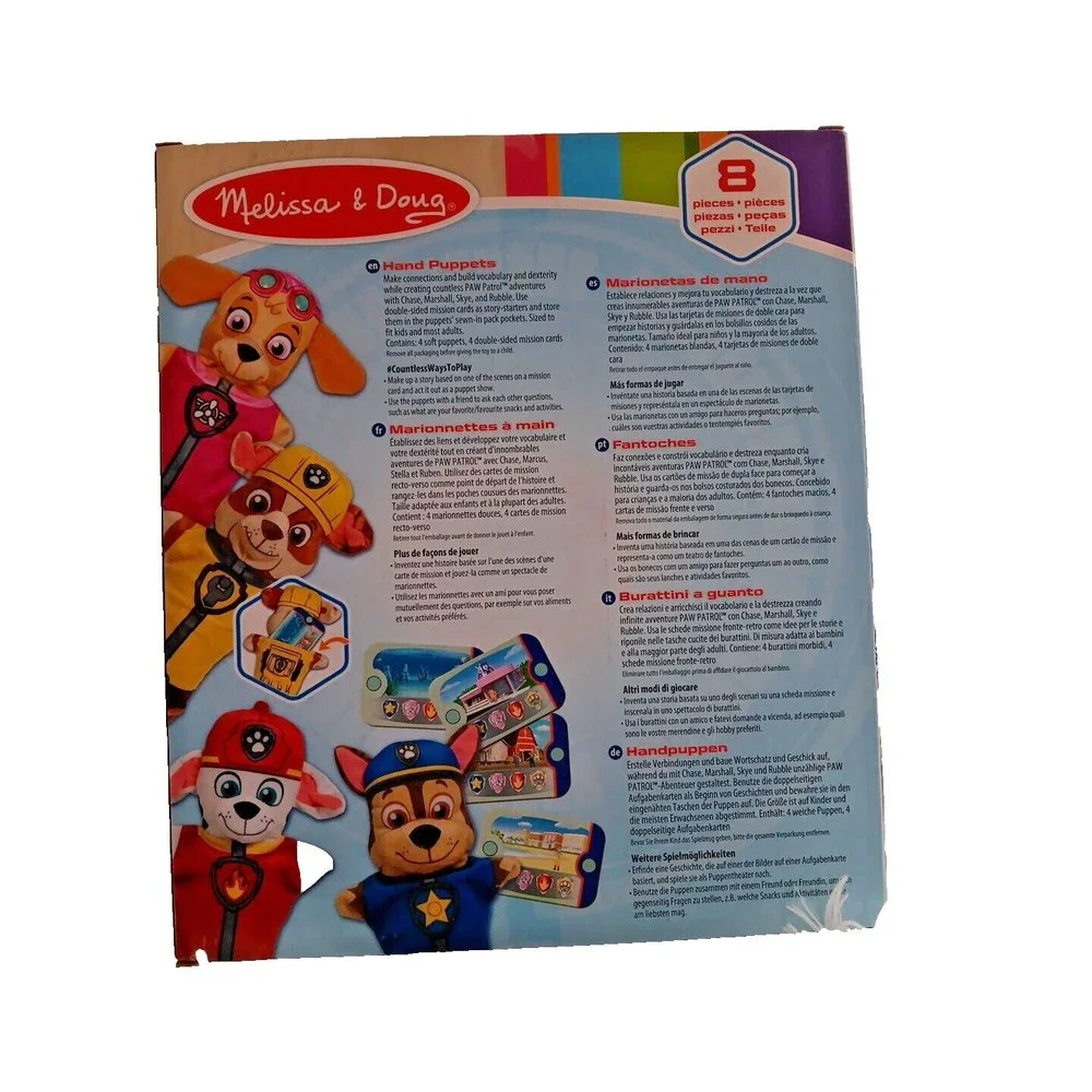 New Melissa &‎ Doug Paw Patrol Hand Puppets 8 piece  -Toy20